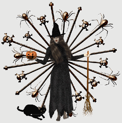 Czarownica w pajęczyny na Halloween